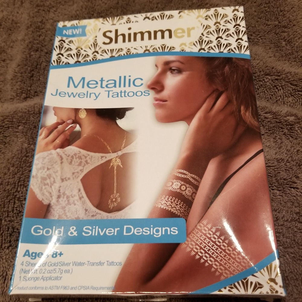 Shimmer Metallic body tattoos,  temporary